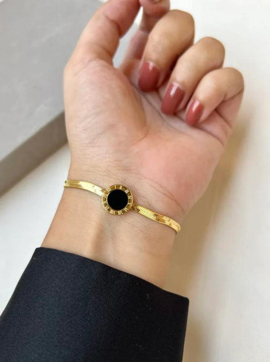 “Solar Halo” Black Onyx Disc Bracelet
