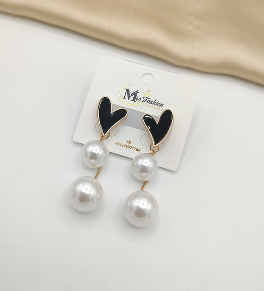 Heart Drop Pearl Earrings