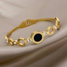 Black Shell Roman Numeral Titanium Steel Bangle